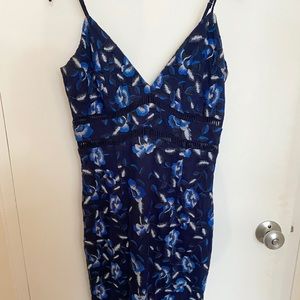 Bardot Blue Floral Embroidered Cocktail Dress